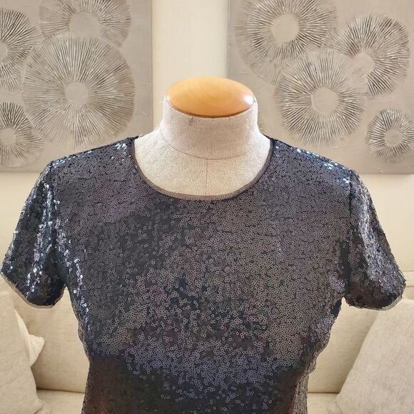 Maison Jules Short-Sleeve Sequined Top - Picture 3 of 12